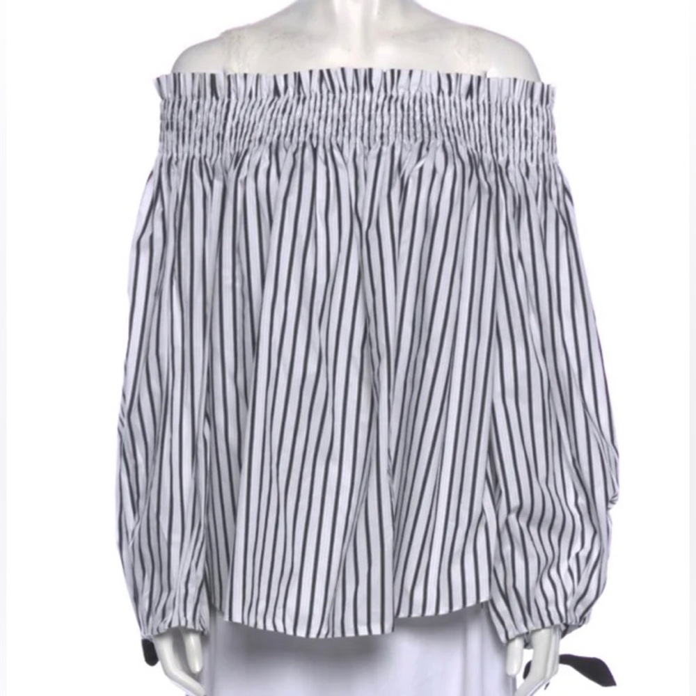 Caroline Constas - Striped Off The Shoulder Blouse - Size Medium